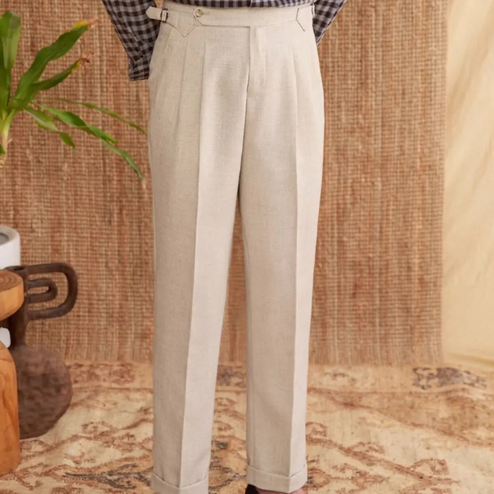 Iron-Free Slim Fit Trousers – Khaki | Business Commute | Old Money Menswear