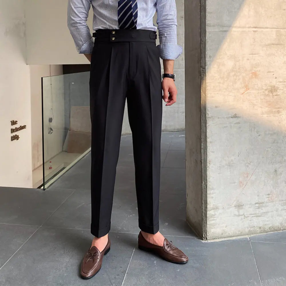 New Men's Naples Straight Leg High Waist Pants – White, Black, Khaki | Daily Wear | Old Money Leisure Fit Prendersons