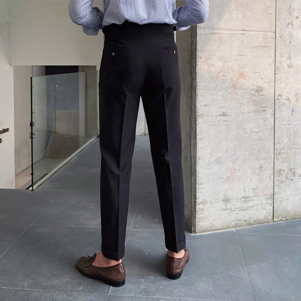 New Men's Naples Straight Leg High Waist Pants – White, Black, Khaki | Daily Wear | Old Money Leisure Fit Prendersons