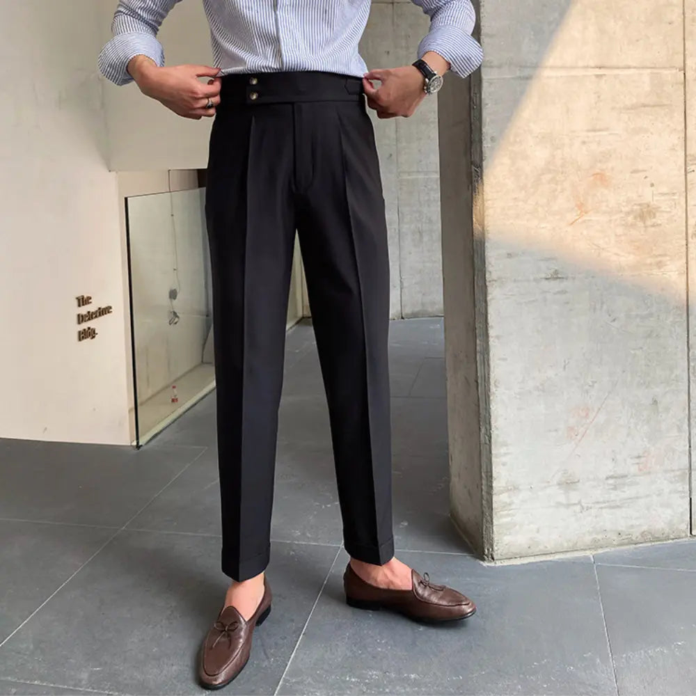 New Men's Naples Straight Leg High Waist Pants – White, Black, Khaki | Daily Wear | Old Money Leisure Fit Prendersons