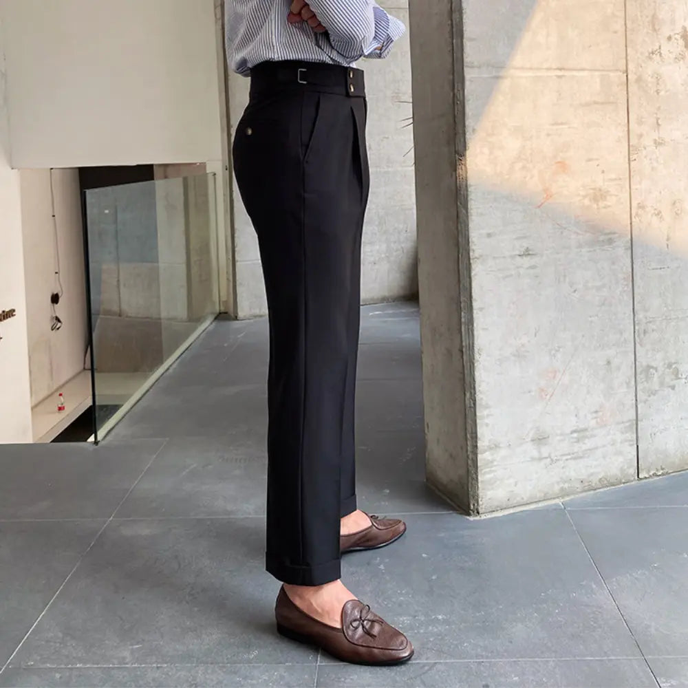 New Men's Naples Straight Leg High Waist Pants – White, Black, Khaki | Daily Wear | Old Money Leisure Fit Prendersons