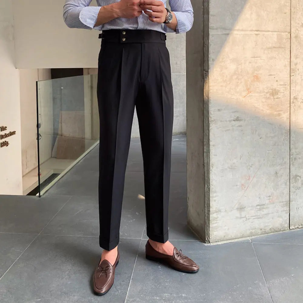 New Men's Naples Straight Leg High Waist Pants – White, Black, Khaki | Daily Wear | Old Money Leisure Fit Prendersons