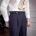New Summer Men's Straight High Waist Pants – Apricot, Black, Dark Blue | Summer Casual Suit | Old Money Menswear Prendersons