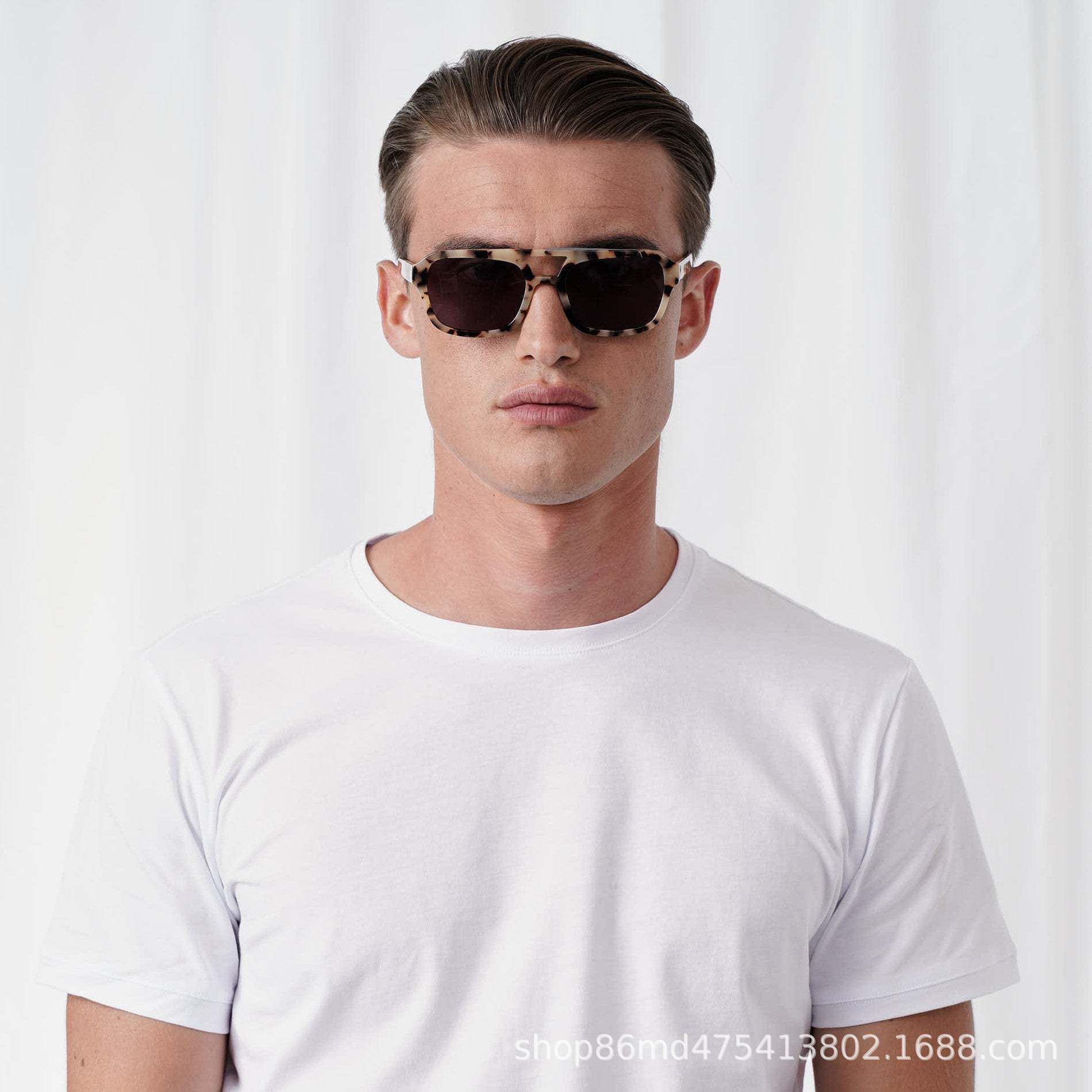 High-end double beam fashion sunglasses cross-border trend plate sunglasses men's and women's personality European and American polarized sunglasses Montrel Frames