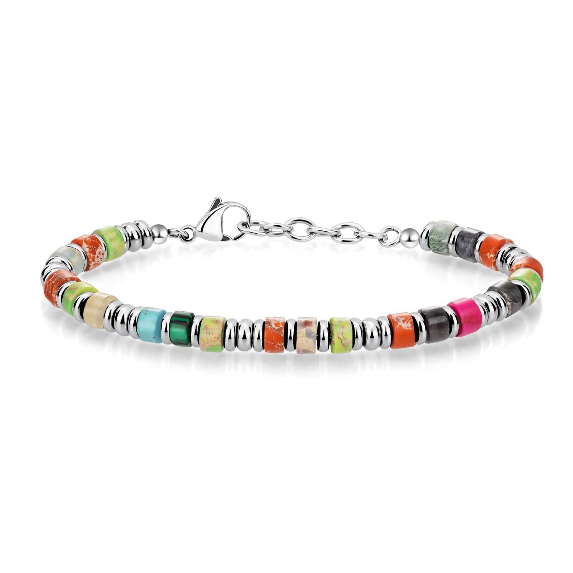 Boho Style Chain Bracelet Natural Stone Separator Stainless Steel Chain Holiday Gift Blue Turquoise Chain Bracelet Montrel Frames