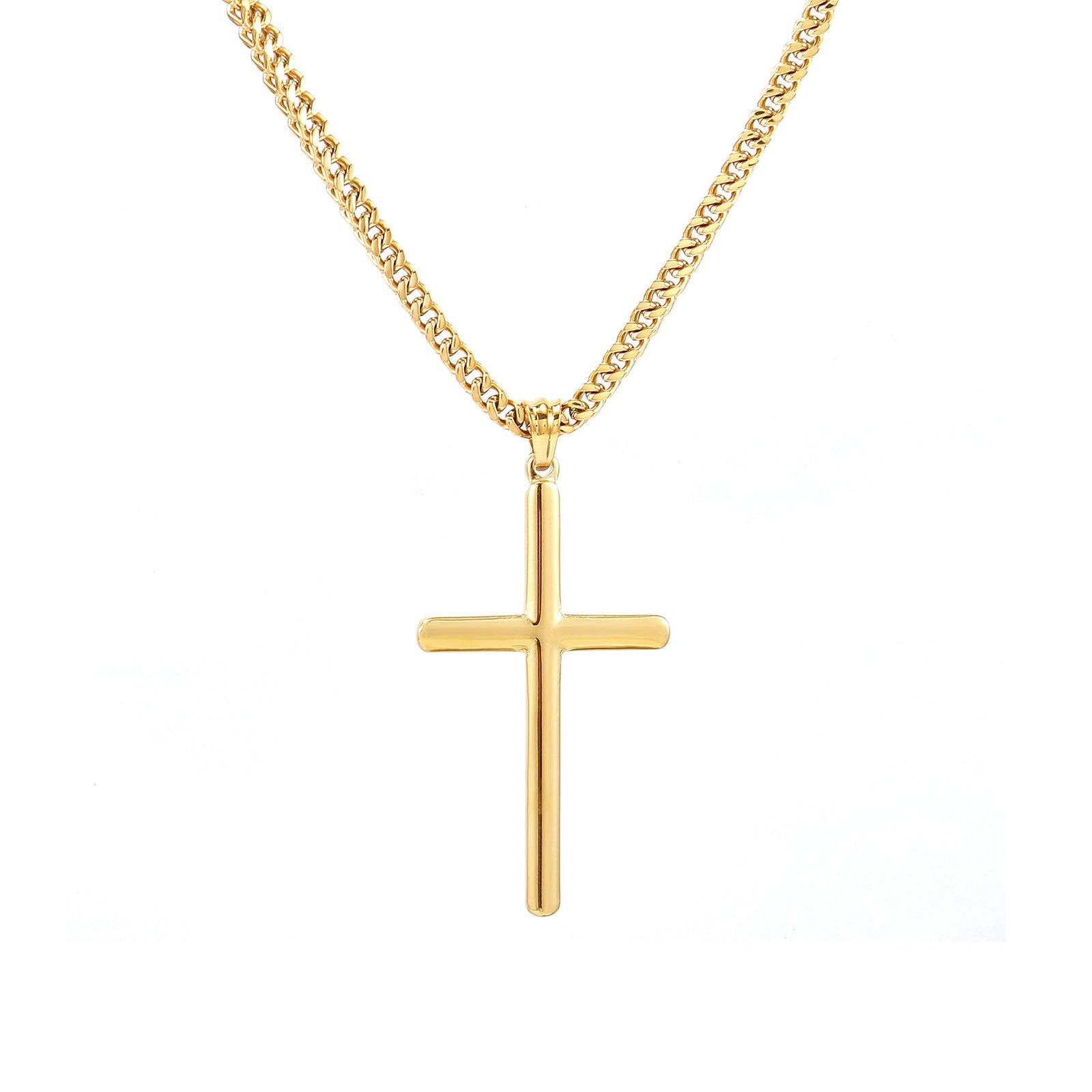 European and American cross-border titanium steel glossy cross pendant necklace high-quality men's positive and negative chain stainless steel necklace wholesale Montrel Frames