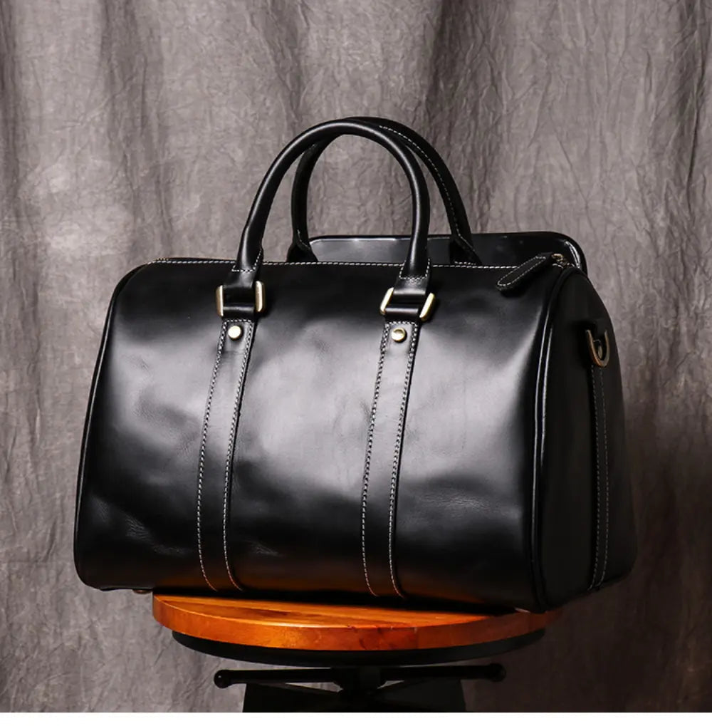 Original Retro Men's And Women's Handmade Leather Travel Bag – Brown | Retro Carry-On | Old Money Essential
