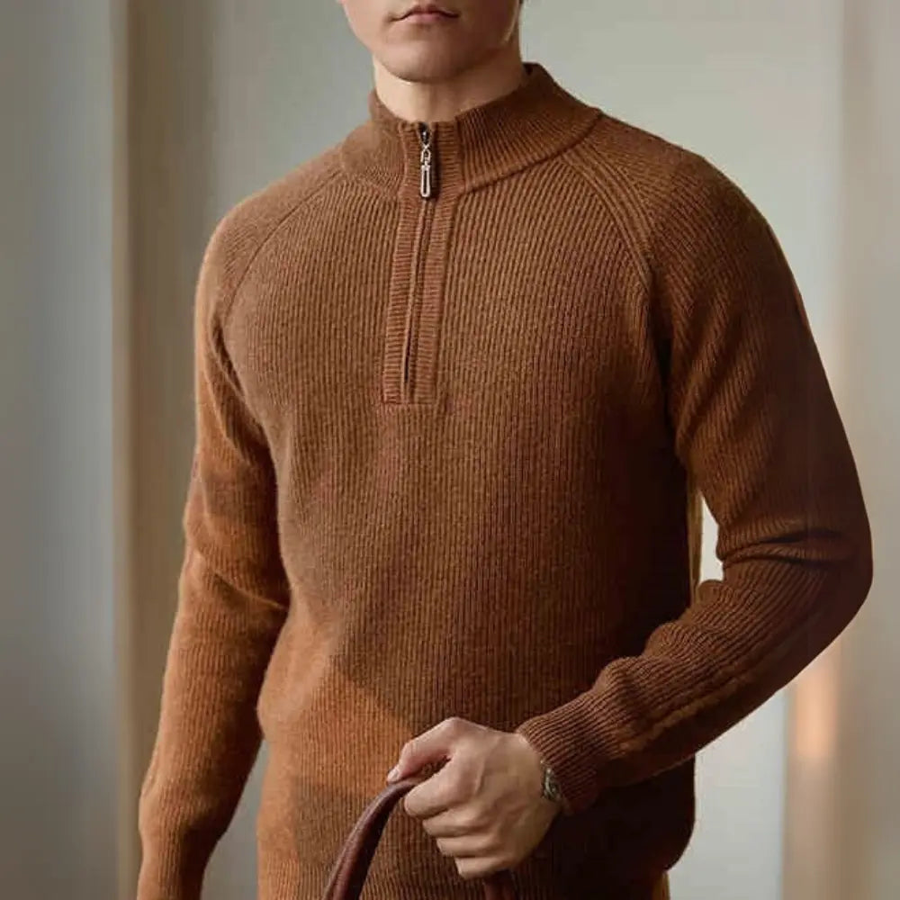 Relaxed Fit Pure Wool Sweater – Puer Brown | Winter Casualwear | Old Money Essentials
