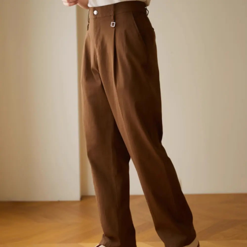 Relaxed Fit Retro Casual Pants – Black & Apricot | Everyday Leisure | City Style Menswear