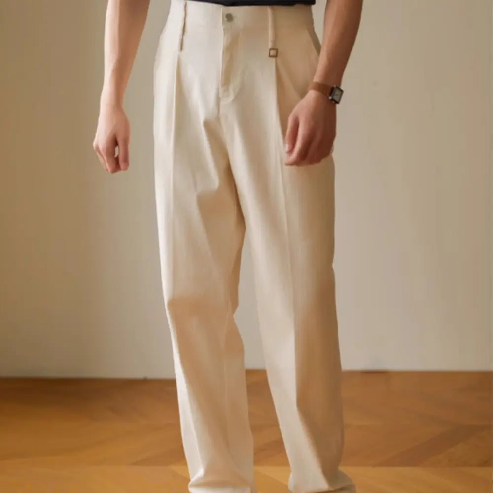 Relaxed Fit Retro Casual Pants – Black & Apricot | Everyday Leisure | City Style Menswear