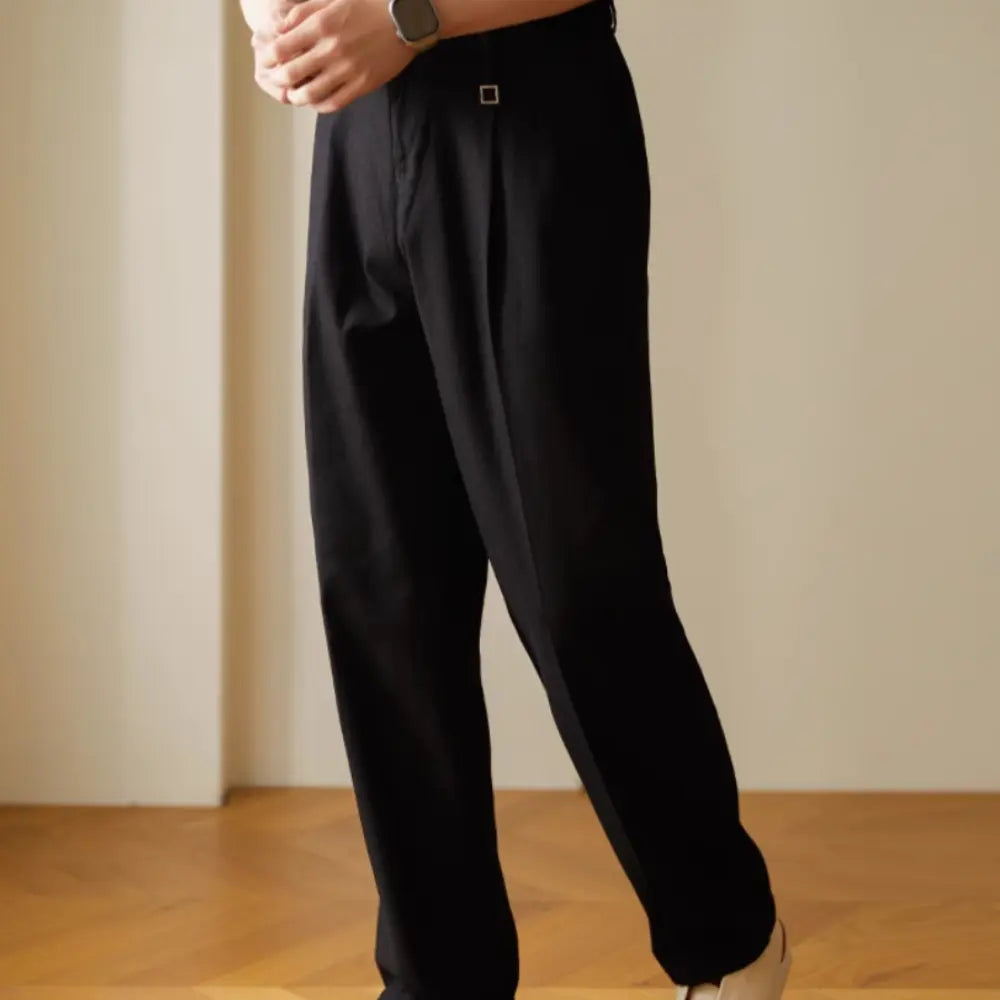 Relaxed Fit Retro Casual Pants – Black & Apricot | Everyday Leisure | City Style Menswear
