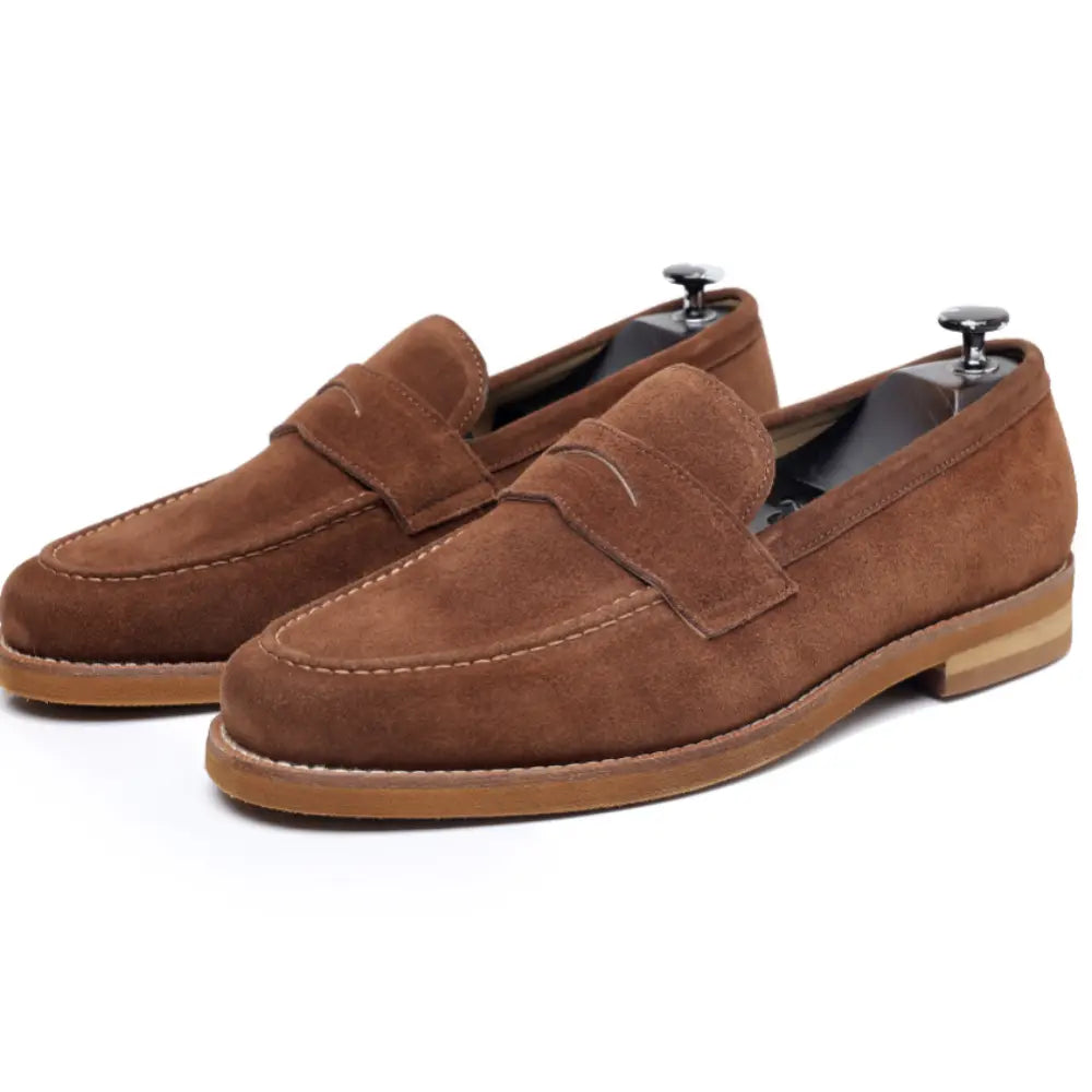 Slim Fit Mens Leather Loafers – Brown | Genuine Leather | Handmade British Style
