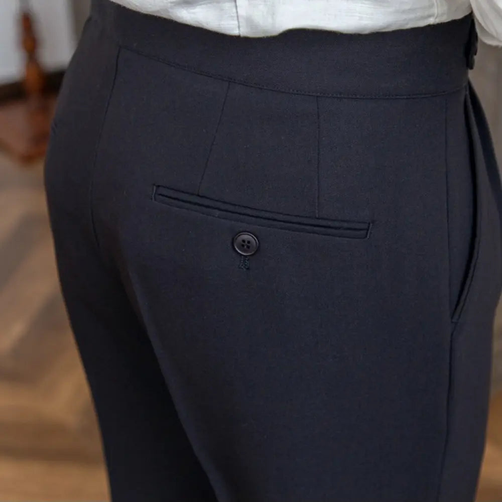 Mid-High Waist Korean Pants – Cropped Straight Fit Trousers | Spring-Autumn | Old Money Menswear Prendersons