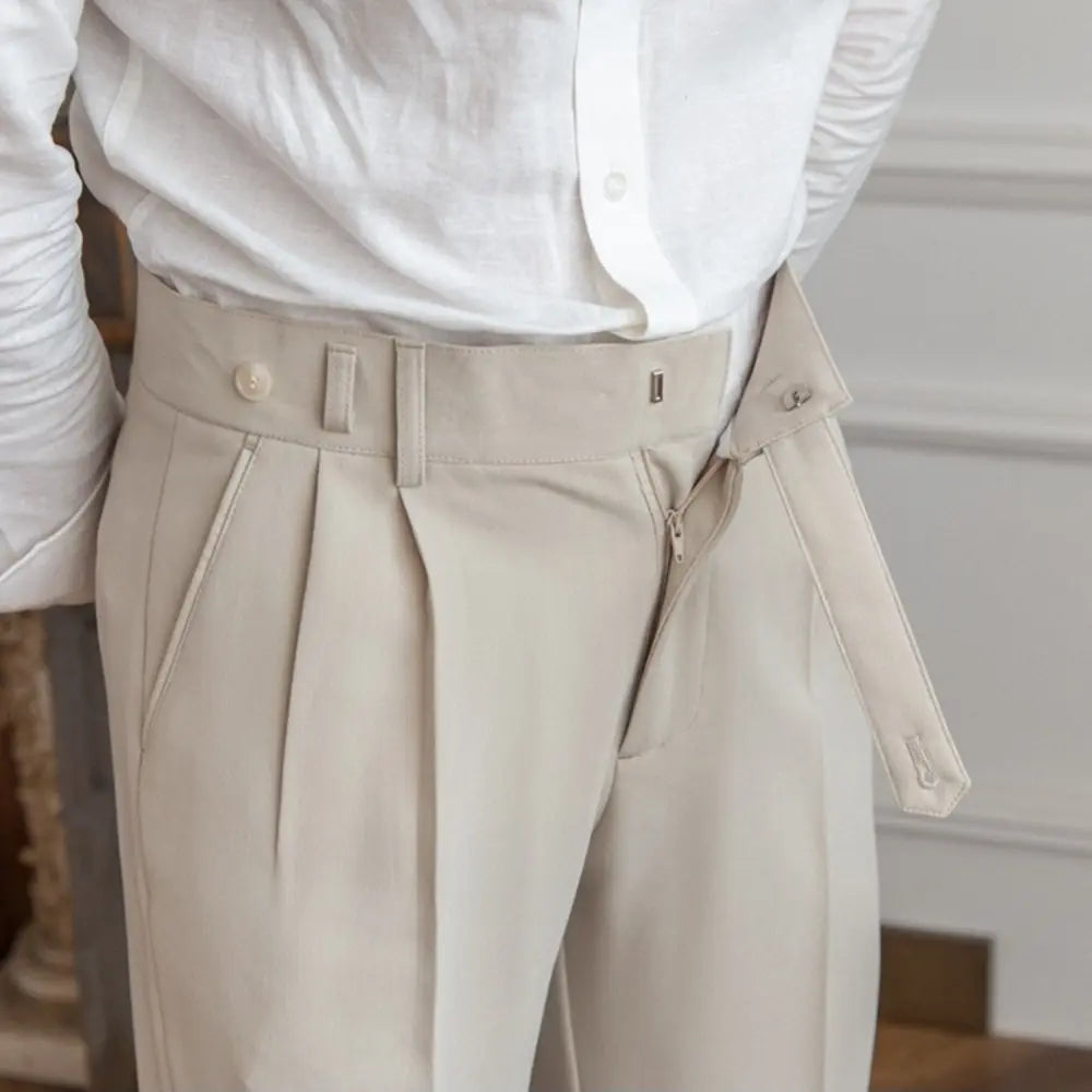 Mid-High Waist Korean Pants – Cropped Straight Fit Trousers | Spring-Autumn | Old Money Menswear Prendersons