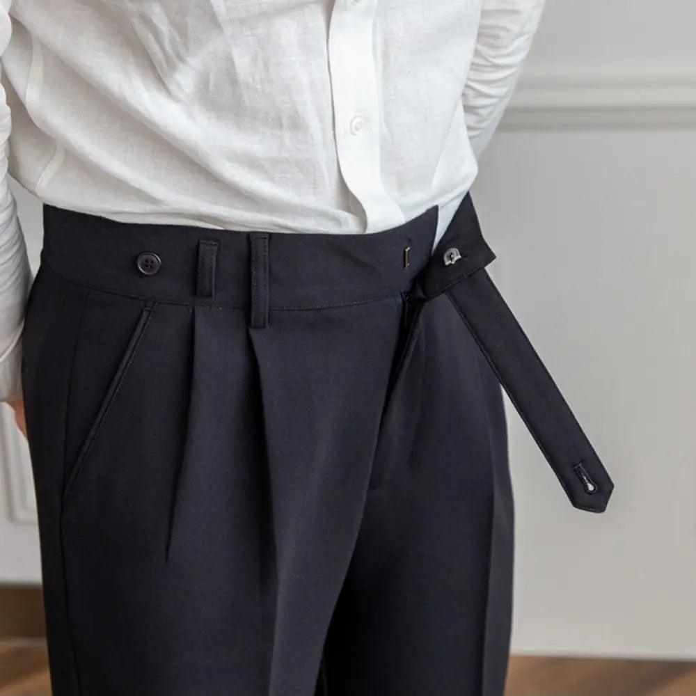 Mid-High Waist Korean Pants – Cropped Straight Fit Trousers | Spring-Autumn | Old Money Menswear Prendersons