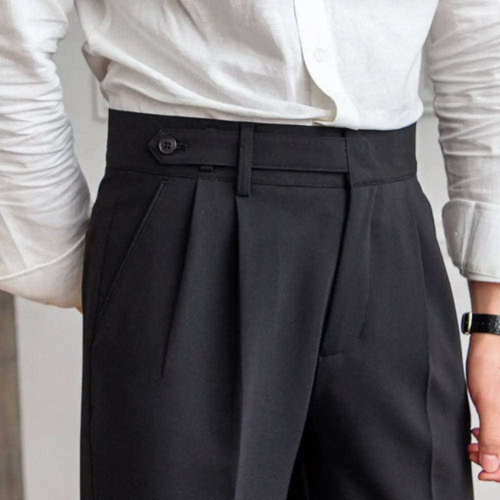 Mid-High Waist Korean Pants – Cropped Straight Fit Trousers | Spring-Autumn | Old Money Menswear Prendersons