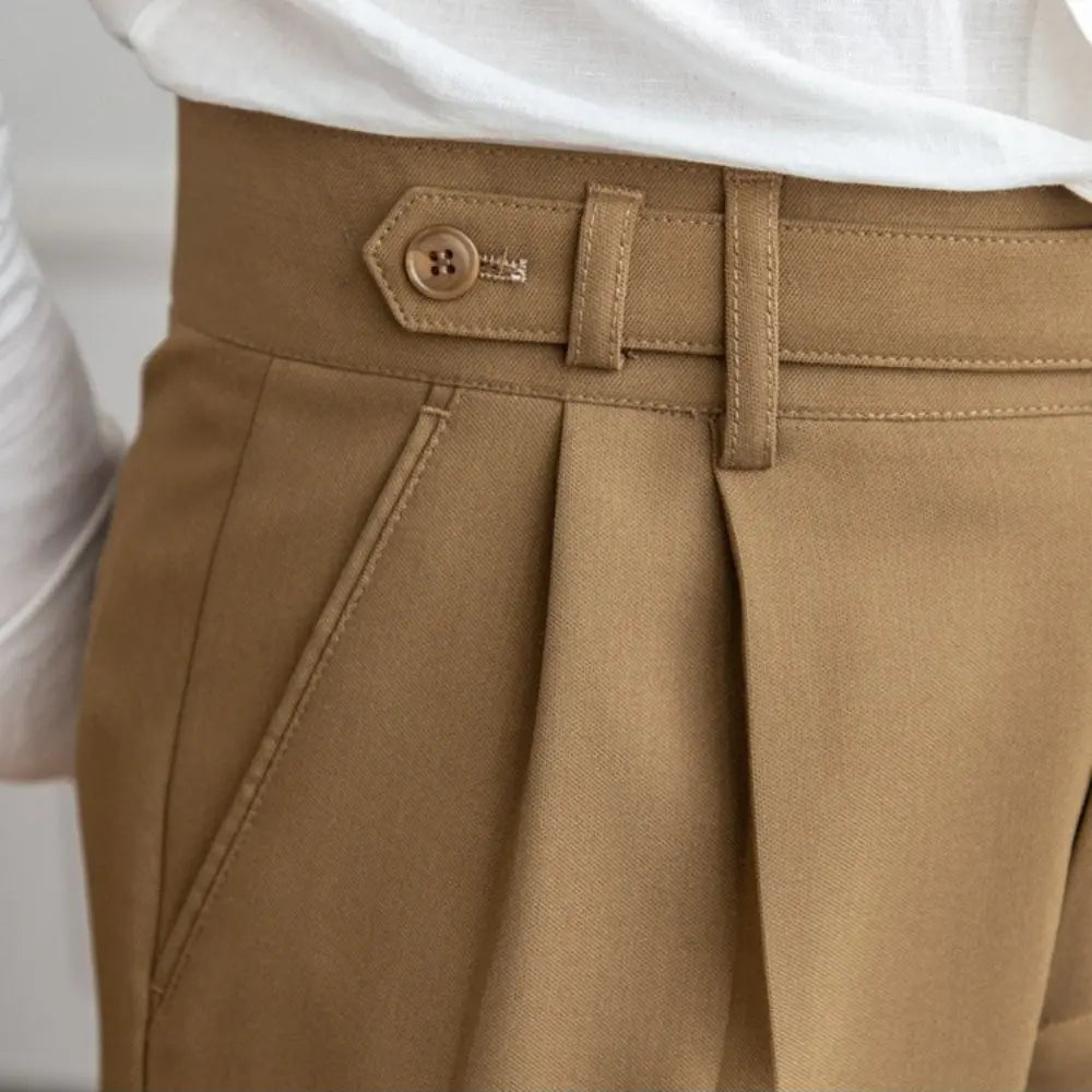 Mid-High Waist Korean Pants – Cropped Straight Fit Trousers | Spring-Autumn | Old Money Menswear Prendersons