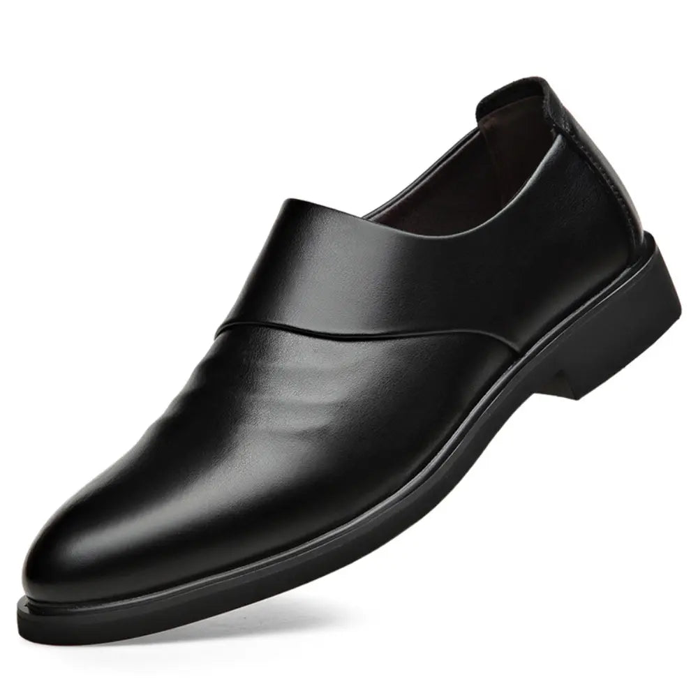 Slim Fit Mens Soft Leather Shoes – Black | Formal & Casual | Height-Boost + Breathability