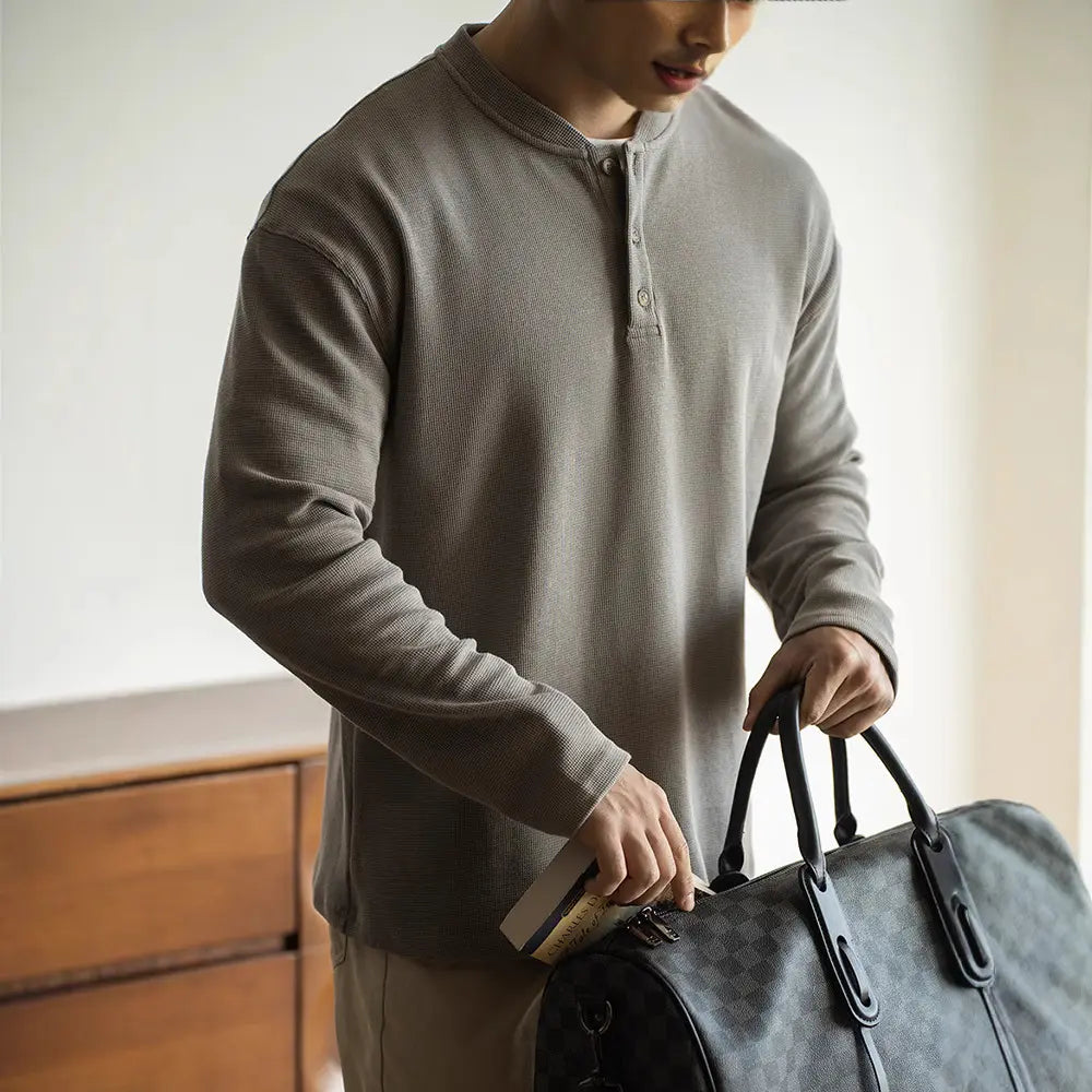 Loose Fit Anti-Wrinkle Long Sleeve shirt – Beige | Spring Commute | Old Money Menswear