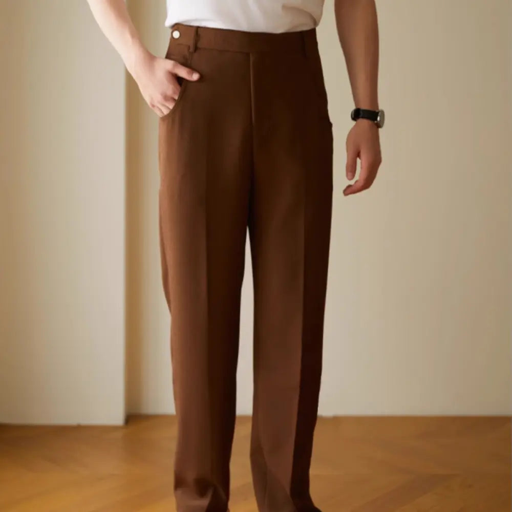 Slim Straight Men's Casual Pants – Apricot, Black, White | Urban Style | Lightweight Stretch Trousers