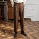 Men's Straight High Waisted Vintage Suit Pants - Light Brown | Leisure Essential | Old Money Elegance Prendersons