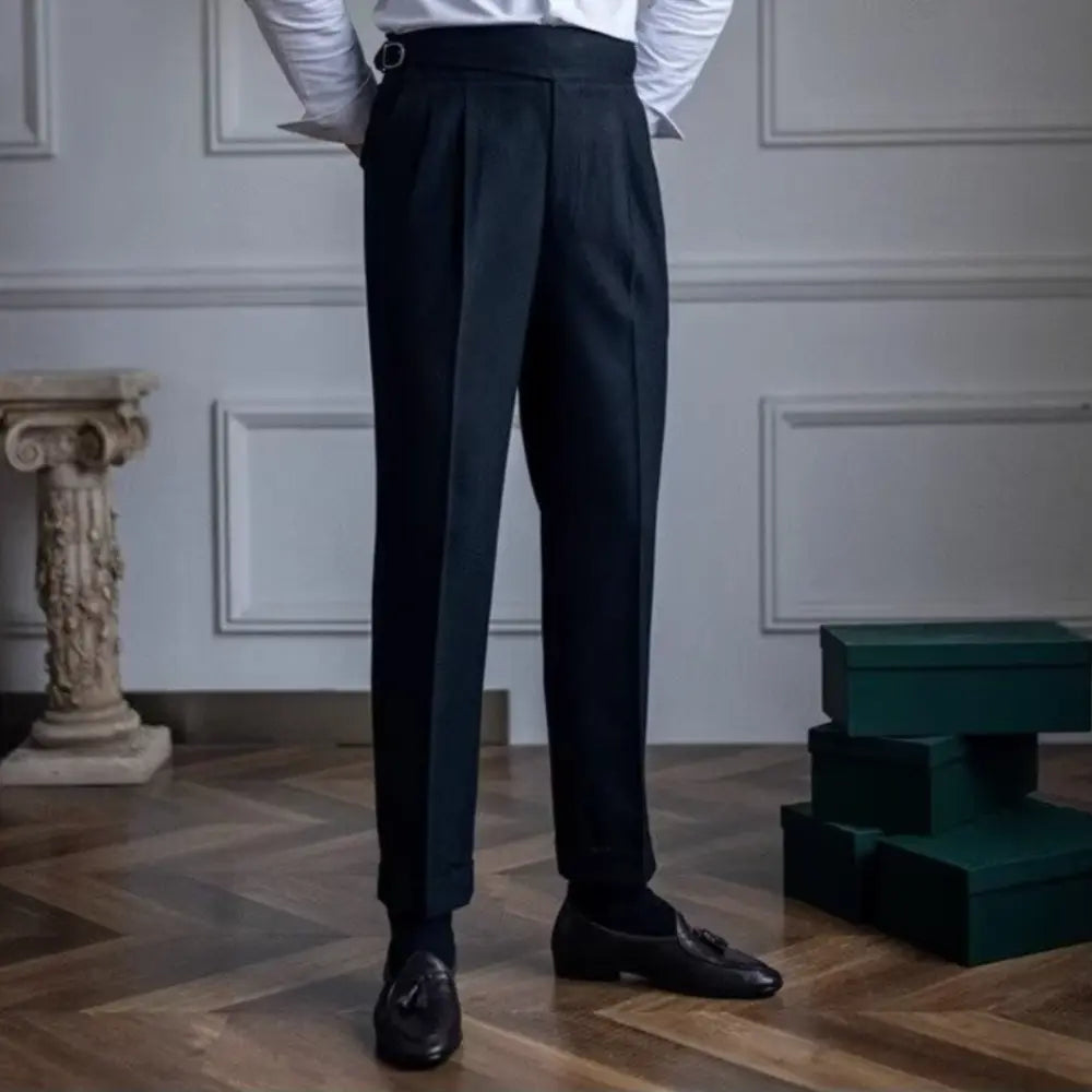 Men's Straight High Waisted Vintage Suit Pants - Light Brown | Leisure Essential | Old Money Elegance Prendersons