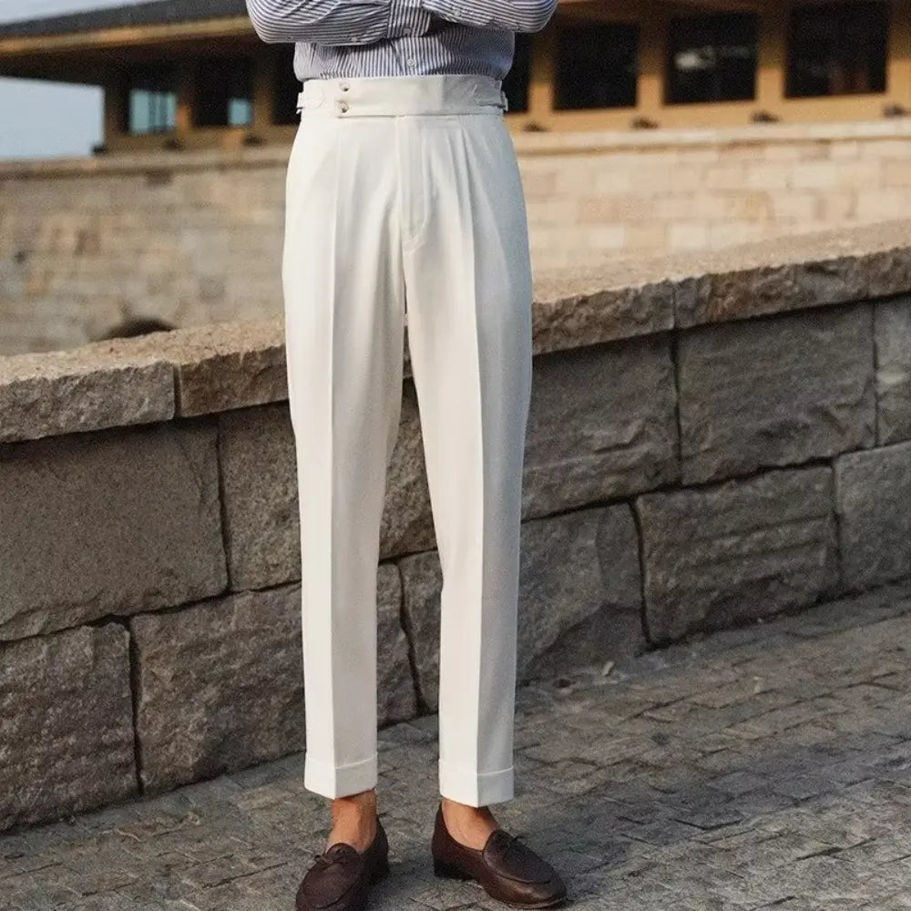 Summer Lightly Mature High-grade Slim Fit Suit Pants – Black, White, Apricot | Old Money Menswear