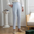 Summer Men's High Waisted Pants – Striped Blue | Summer Officewear | Old Money Menswear Prendersons