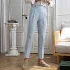 Summer Men's High Waisted Pants – Striped Blue | Summer Officewear | Old Money Menswear Prendersons