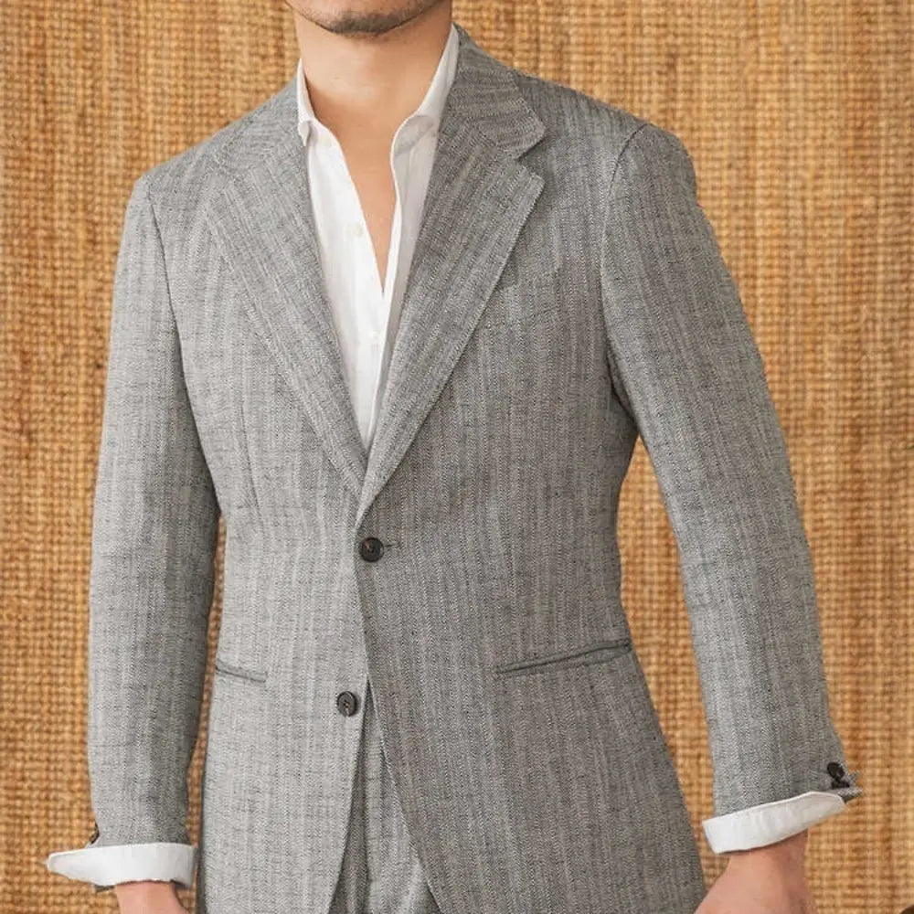 Slim Fit Italian Casual Suit – Black or Coffee | Summer Lightweight | Linen Blend Style