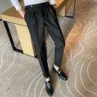 Thin Draping Belt Casual Pants Trendy Men's Suit Pants – Dark Grey, Black, Khaki, Navy, Green | Old Money Korean Style Prendersons