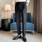 Thin Draping Belt Casual Pants Trendy Men's Suit Pants – Dark Grey, Black, Khaki, Navy, Green | Old Money Korean Style Prendersons