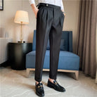 Thin Draping Belt Casual Pants Trendy Men's Suit Pants – Dark Grey, Black, Khaki, Navy, Green | Old Money Korean Style Prendersons