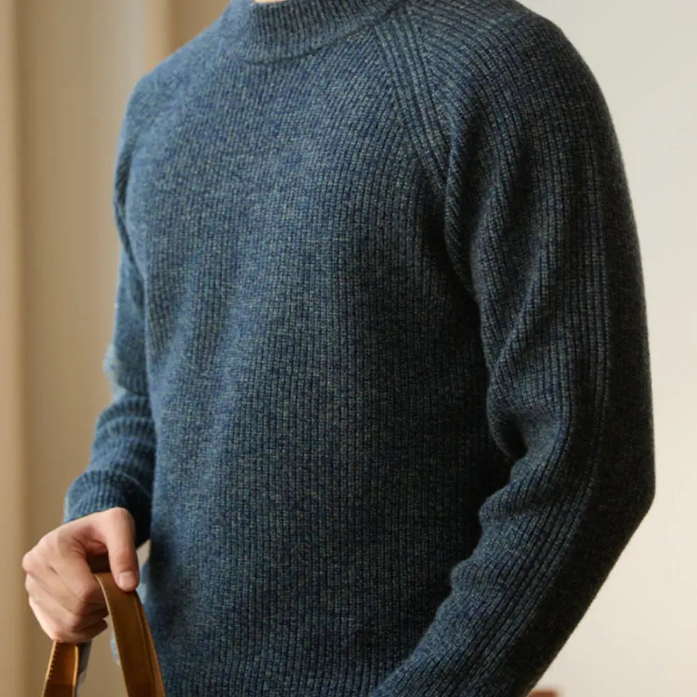 Relaxed Fit Round Neck Sweater – Blue Green | Daily Casual | Mens Warm Jumpers