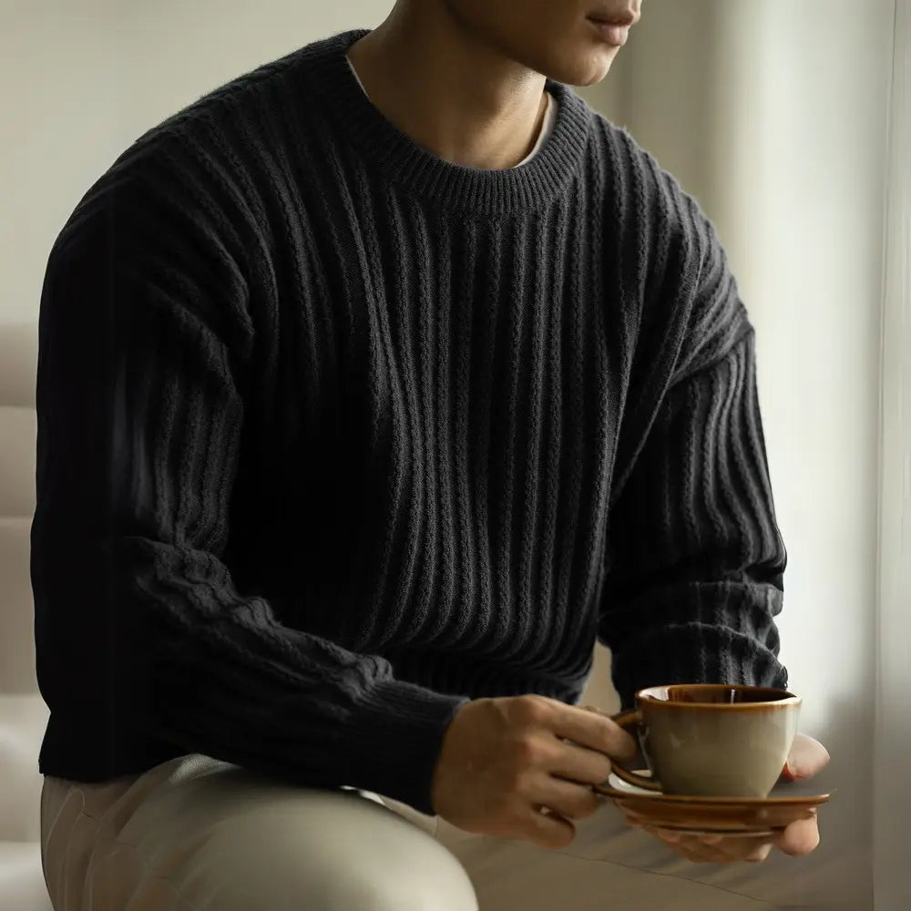 Regular Fit Long Sleeves Sweater – Black | Everyday Pullover | Smart Casual Knitwear