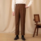 Young British Casual High Waist Pants Men's Warm Straight - Apricot, Dark Grey | Spring & Autumn Casual | Old Money Menswear Prendersons