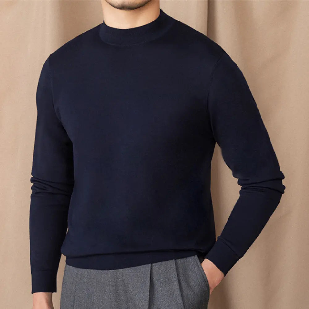 Slim Fit Half Turtleneck Sweater – Solid Colour | Winter Essential | Self-Heating Wool