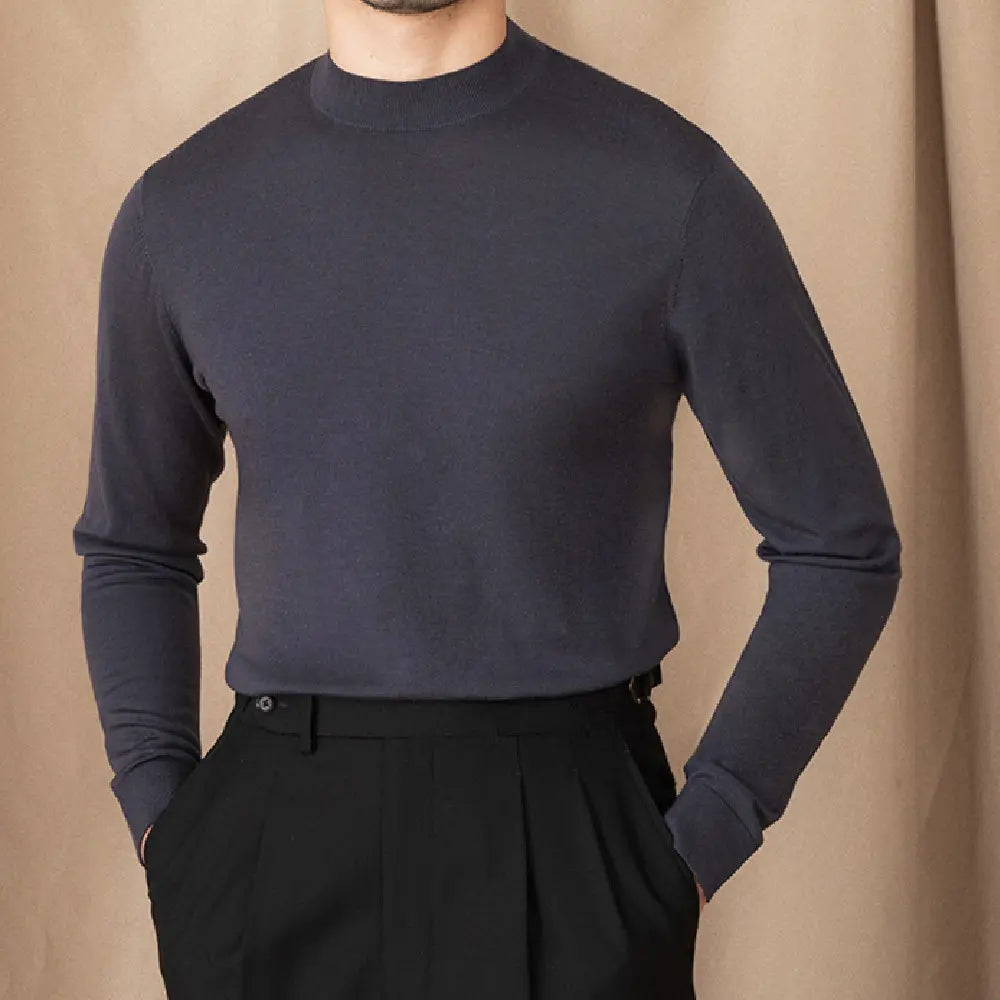 Slim Fit Half Turtleneck Sweater – Solid Colour | Winter Essential | Self-Heating Wool