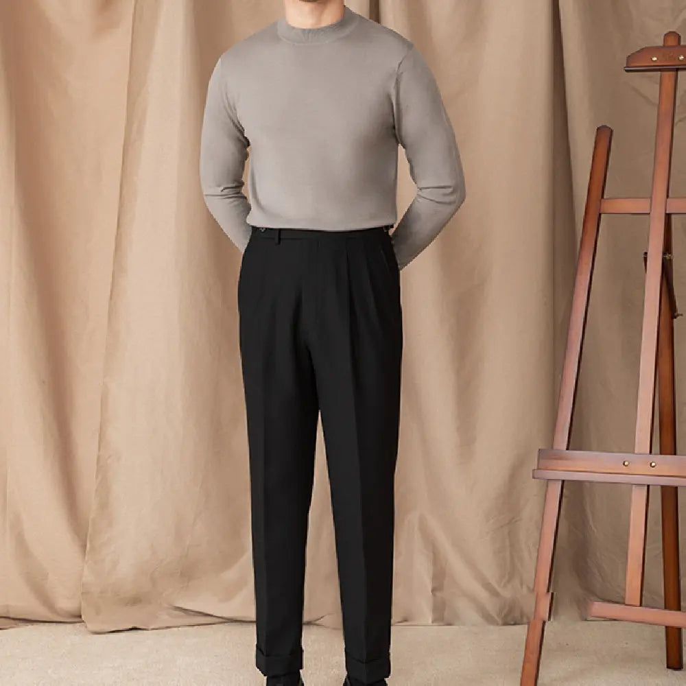 Slim Fit Half Turtleneck Sweater – Solid Colour | Winter Essential | Self-Heating Wool